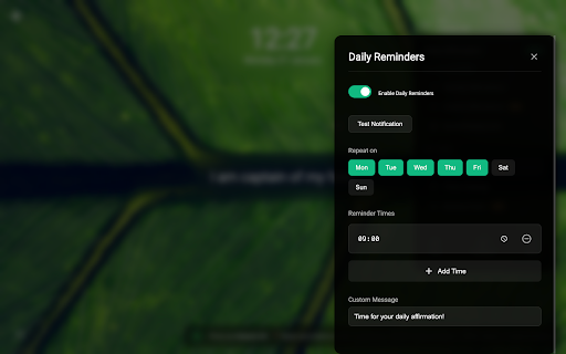 Daily Affirmations :: Daily affirmations, beautiful backgrounds, and mindful reminders for your new tab. Multi-language support.