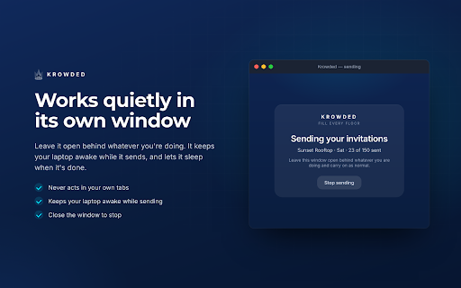 Krowded :: Invites people to your events from your own Instagram, in your own browser.