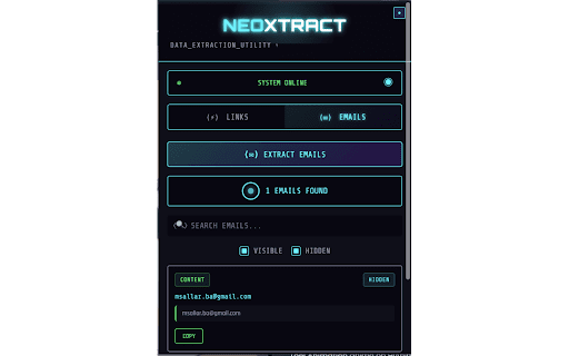 Neoxtract – Link & Email Extractor :: Extract links & emails from any webpage. Export to Excel/JSON. Fast, private, no tracking.