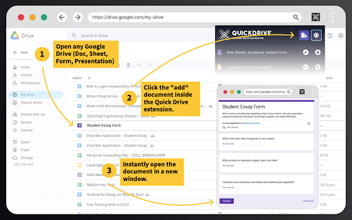Quick Drive for Google Docs :: Instant access to your most used Google Docs.