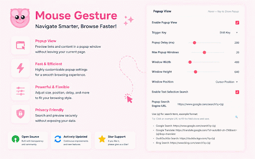 Mouse Gesture :: Mouse gestures, super drag, image preview, link preview, and more.