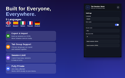 Tabs Session Saver :: Save and restore your tabs sessions easily
