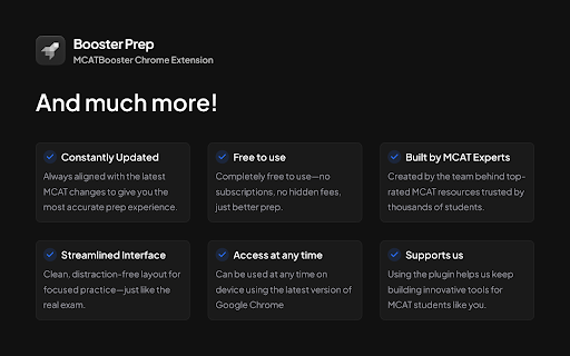 MCATBooster Chrome Extension :: Free written & video solutions for all 7 official AAMC® MCAT® exams — reviewed in the same format as the real exam. 100% free.