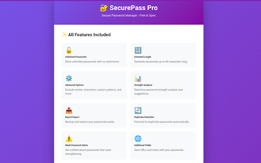 SecurePass Pro - Password Manager :: Secure password generator and manager with advanced features. Generate strong passwords, store securely, and autofill with ease.