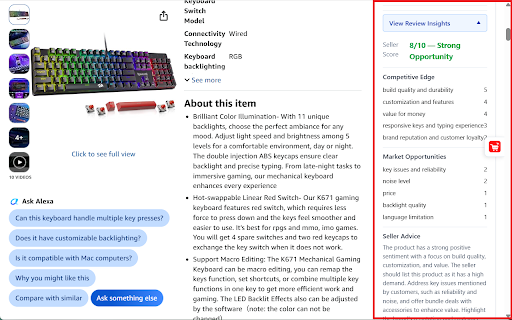 Seller Assistant - Amazon FBA Tool :: FBA profit calculator, competitor analysis, and AI review insights directly on Amazon product pages.