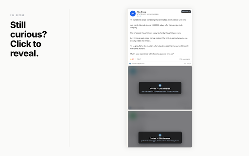 Frosted :: Your feed, filtered. Blurs cringe posts on LinkedIn.