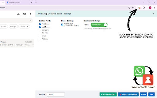 WhatsApp Contacts Saver :: Salve contactos do WhatsApp Web diretamente para a sua agenda Google.
