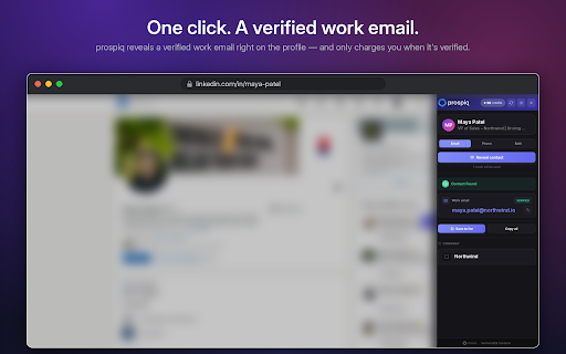 prospiq — Email & Phone Finder :: Find verified work emails and phone numbers from LinkedIn profiles, search results, and company pages.
