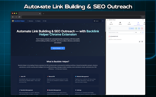 BacklinkHelper – SEO Automation for Backlink Building :: BacklinkHelper: Effortlessly manage backlinks, autofill forms, and auto-generate comments to boost your SEO performance quickly.