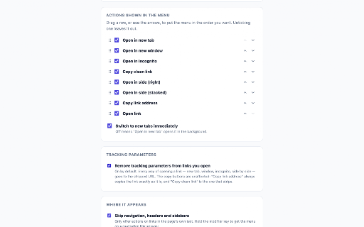 HyLink — Hover Link Menu :: Every link you copy is mostly tracking garbage. Hover a link: clean copy, new tab, window, incognito, side by side. No right-click.