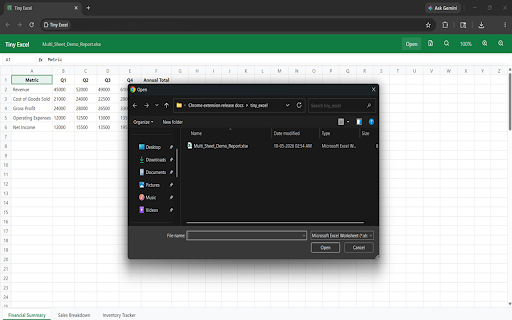 Tiny Excel :: Open and view Microsoft Excel .xlsx files locally with high fidelity.