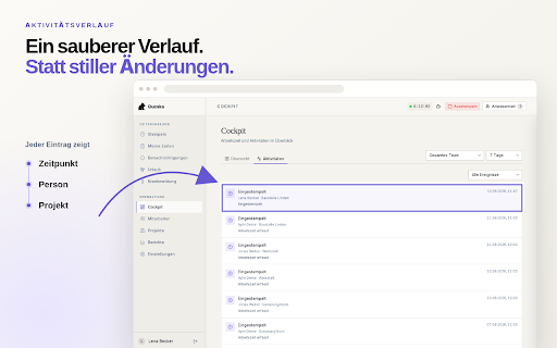 Quoska Zeiterfassung :: Arbeitszeit und Pausen direkt im Browser erfassen – ohne Überwachung.