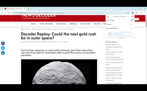 Quick Dictionary Lookup :: A simple and powerful Chrome extension that adds a right-click context menu to look up selected words in online dictionaries.
