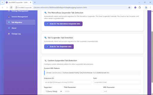 ZeroRAM Suspender :: Suspend inactive tabs to save memory using native discard or lightweight placeholder.