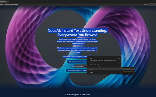 Noos.AI :: Get 10 FREE daily AI actions! Summarize, explain, search, translate, and analyze any text. Your all-in-one AI browser copilot.