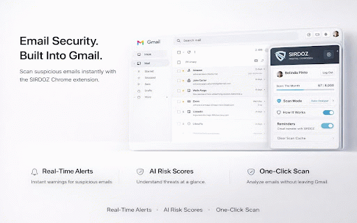 SIRDOZ - Digital Guardian :: One-click email threat detection. Analyze emails for phishing, scams, and social engineering attacks instantly.