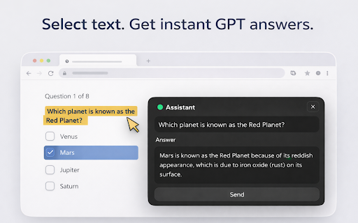 AskGPT: Select text and get instant answers :: Select text and get instant GPT answers — no copy, no paste, no tab switching.