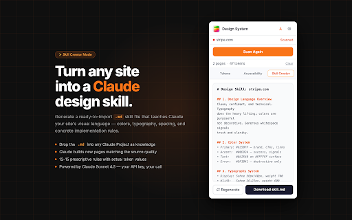 Design System Extractor :: Extract a complete design system from any website — colors, typography, spacing, shadows, and more