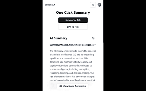 Concisely - One click summarize any webpage/PDF :: One click summarize any webpage or PDF with AI.