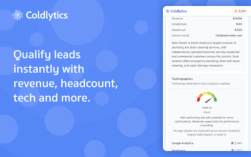 Coldlytics: B2B Email & Phone Number Finder :: Find verified B2B emails and direct dial phone numbers for the company websites you browse. Missing contacts? We research them.