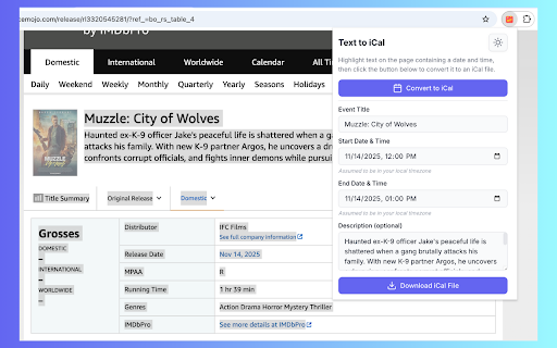 Text to iCal :: Highlight text and convert it to an iCal file with modern UI and dark mode support