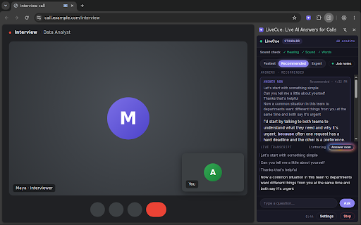 LiveCue: Live AI Answers for Calls :: Live AI answers to the questions in your calls. Hears your Meet, Zoom or Teams tab and answers in seconds. By Adarsh Kanaujia.