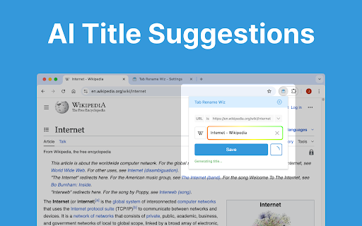 Tab Rename Wiz - Modify Tab Titles & Icons :: AI-powered tab renaming for cleaner, smarter browsing.