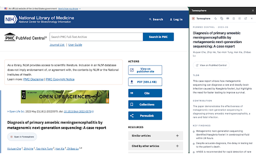 Tomesphere :: TLDR, citations, linked entities, and similar papers shown beside the research paper you're reading.