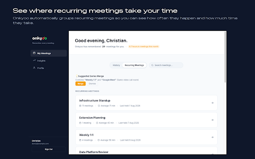 Onkyoo :: Meeting timer and tracker for Google Meet, Zoom and Teams