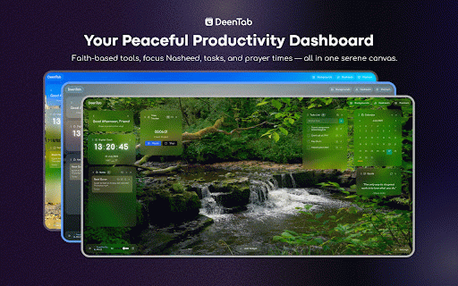 DeenTab – Halal Productivity Dashboard for Focus & Faith :: A peaceful productivity dashboard with Islamic tools — Quran, prayer times, to-dos, audio, and more — all in one place.