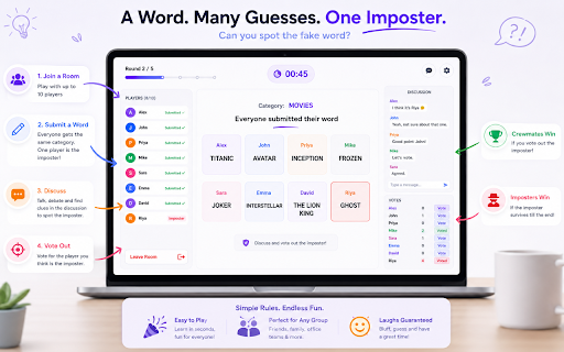 Word Imposter :: Online multiplayer word imposter game for office colleagues
