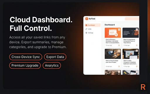 ReFind - AI Powered Link Manager :: Never lose saved links! AI-powered summaries, smart search & categorization for YouTube, articles, and social media content.
