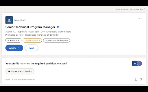 VisaCheck for Linkedin :: Injects H-1B sponsorship history pills into LinkedIn job postings.