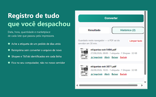 Conversor de Etiqueta ZPL e PDF :: Converte etiquetas de envio (ZPL e PDF) em PDF 10x15 cm pronto para impressão térmica, juntando a etiqueta com os dados do pedido.
