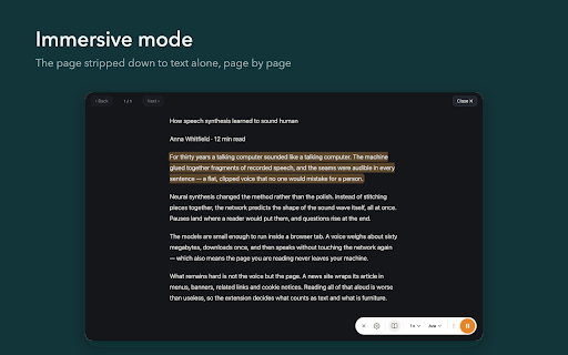 Sonora - AI Text to Speech :: Listen to any web page or selected text. Sentence highlighting, speed control, works on long articles without cutting off.