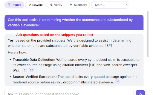 Weft :: Collect fragments from across your tabs and weave them into cited reports, rewrites, diagrams and fact-checks.