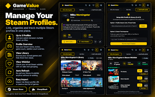 GameValue — Steam Deal & Price Tracker :: Find deals on Steam with a buy-vs-wait score from real price history, plus your library and wishlist. Not affiliated with Valve.
