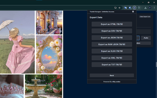 Tumblr Scraper: Export Posts, Communities, Likes & more :: Scrape Posts, Reblogs, Replies, and more from Tumblr, with options to export in formats such as CSV, Excel, JSON and others