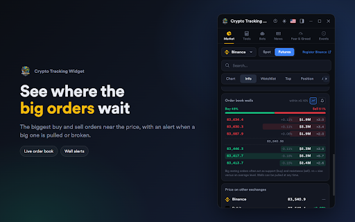 Crypto Tracking Widget – Bitcoin Price Tracker & Alerts :: Live crypto prices, candlestick charts and smart alerts in a small widget on any page you browse. Free, no account needed.