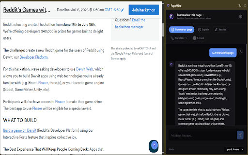 PageMind :: AI sidekick for any webpage — summarize, explain, rewrite, translate, extract, and chat with the page.