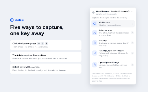 Full Page Screenshot & Mac Screenshot Markup - Shotbox :: Capture a whole web page in one image (or split long pages), and mark up Mac screenshots pasted with ⌘V. Save PNG/PDF or copy.
