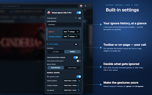 Steam Ignore Like A Pro — Fast & Auto Ignore :: Helper tool for ignoring games in the Steam Store.