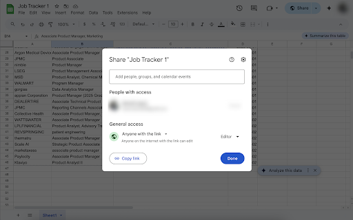 Job Tracker: Save job applications to Google Sheets :: Save applied jobs automatically into your Google Sheets!