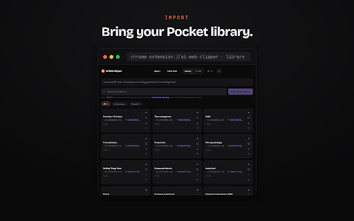 AI Web Clipper - Pocket Alternative, Save & Read Later :: Save articles, highlights and pages, then find them instantly with AI search and chat. The smart Pocket alternative.