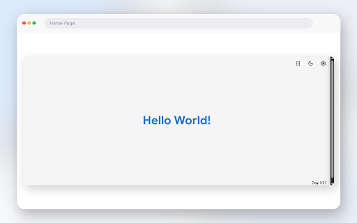 New Tab :: Minimal new tab with day tracker, shortcuts pinned.