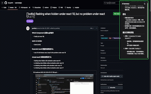 GitHub Issue Helper :: A browser extension that helps you search, analyze and manage GitHub issues more efficiently base on AI.