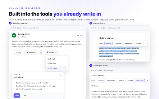 Writey AI :: Rewrite, fix, translate and summarize on any page. Chat with the page you're reading, and summarize YouTube videos and PDFs.