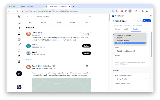 TrendRadar :: Detect trending topics as you browse and auto-draft viral content in one click