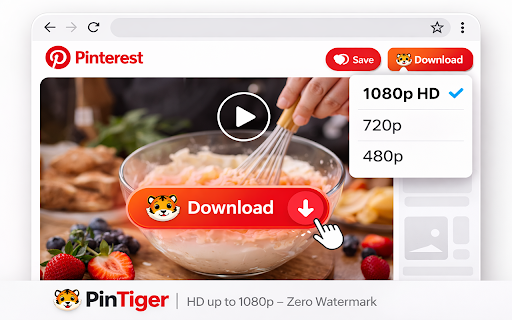 Pinterest Video Downloader — PinTiger :: Download Pinterest videos free in HD with 1 click. Button appears directly on video pins. No watermark, no login, no limits.