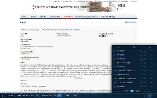 RIS-Zitierhelfer :: Österreichische Gerichtsentscheidungen nach AZR – ein Tastenkürzel oder ein Klick, fertig in der Zwischenablage.